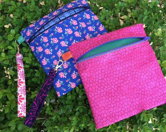 Fabric pouch with zipper and strap